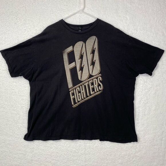 Tultex Mens Foo Fighters Slanted Logo Short Sleeve Crewneck T-Shirt Black 2XL - Picture 1 of 3
